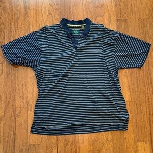 Men's Polo Shirt with Navy and White Stripes